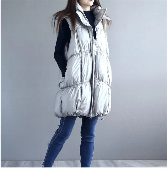 Зимняя куртка без рукавов для женщин корейского размера плюс свободный ретро пуховик хлопковый жилет пальто длинный женский с капюшоном теплый повседневный жилет f2376