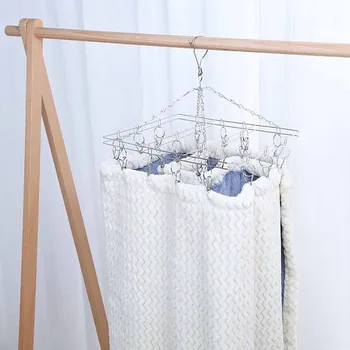 

Clothes Hanger 20 Clips Stainless Steel Fasteners Clothes Drying Rack Hanger