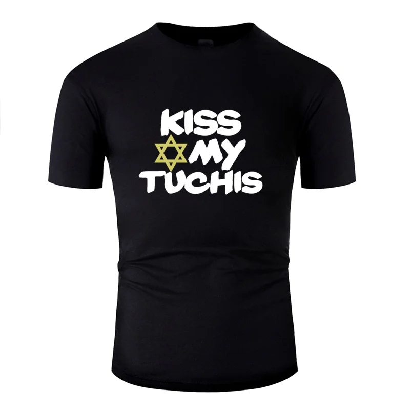 С принтом Kiss My Tuchis футболка для мужчин Kawaii мужчин и женщин футболки Новинка уличная