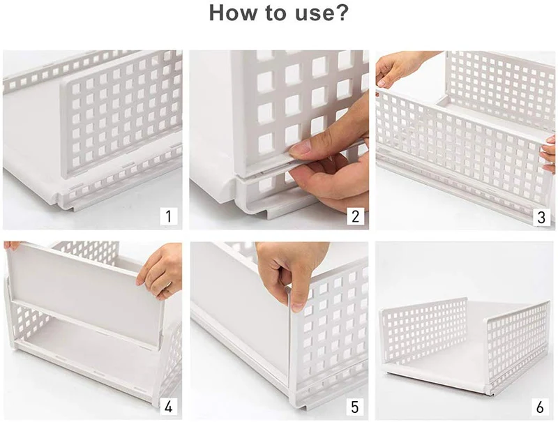 Storage Stacking Basket Clothes Organization, Plastic Storage Rack Stand Stackable Basket Storage Shelf for Wardrobe Clothing