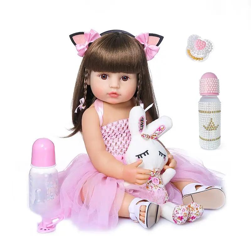 NPK55CM Гибкая кукла милая детская силиконовая Мягкая настоящая bebe reborn baby girl|Куклы| |
