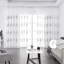 Rideaux transparents en Tulle brodés modernes, pour salon, chambre à coucher, fenêtre de cuisine, à motif Floral, sur mesure 