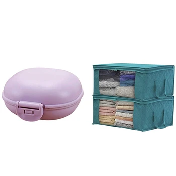 

Box Soap Holder, Soap Case with 2Pcs Folding Storage Box Dirty Clothes Collecting Case