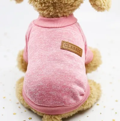 XS-2XL, зимняя теплая одежда для собак, куртка для щенков, пальто, Мягкие Рубашки для собак, собачий костюм для щенка, свитер для чихуахуа, йоркца, 10 цветов - Цвет: Pink