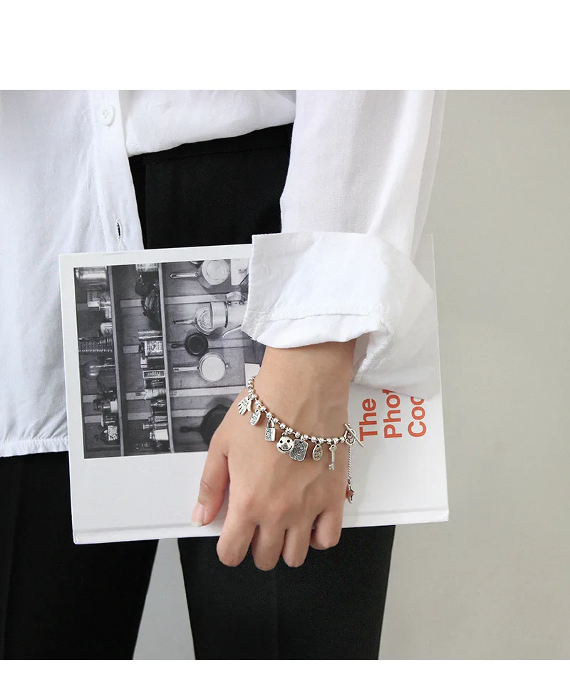 Модный браслет, серебро 925, ювелирное изделие, Счастливый смайлик, звезда, домашние браслеты для женщин, pulseras mujer