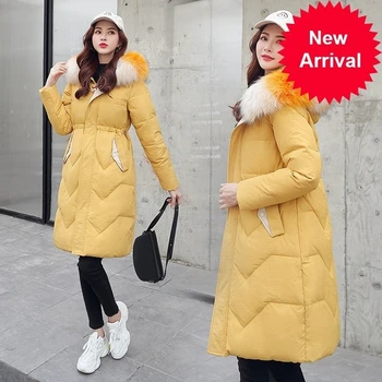 

New Autumn 2020 winter Medium length Women parka Solid zipper Long sleeve Hooded Thick Outwear Coat Jacket Fashion Cotton
