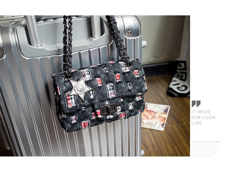 2019 Luxury Star Patchwork Denim Handbags Women Bags Designer Brand Flap Chain Crossbody Bag Female Quilted Jeans Shoulder Bags (3)
