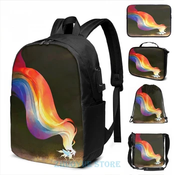 

Funny Graphic print The End USB Charge Backpack men School bags Women bag Travel laptop bag