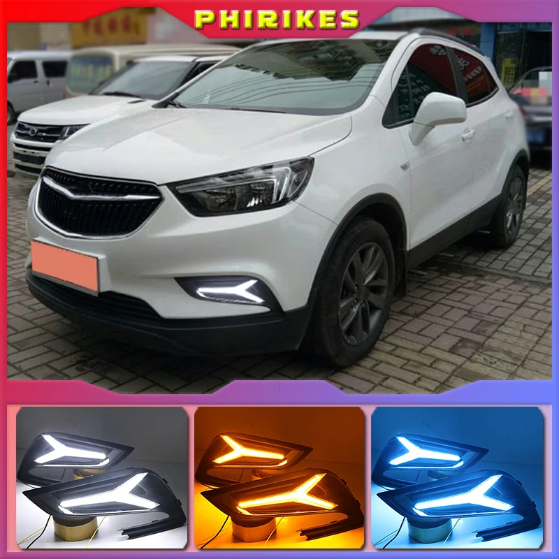 

2pcs LED For Buick Encore Opel mokka 2016 2017 2018 Driving DRL Daytime Running Light fog lamp Relay LED DRL Daylights