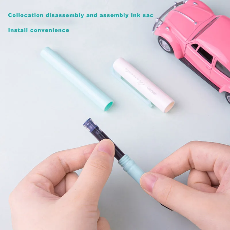 Deli Erasable Fountain Pen Set Kawaii Stationery 0.3mm Ink Sac Blue Black School Business Office Writing Fountain Pen 3