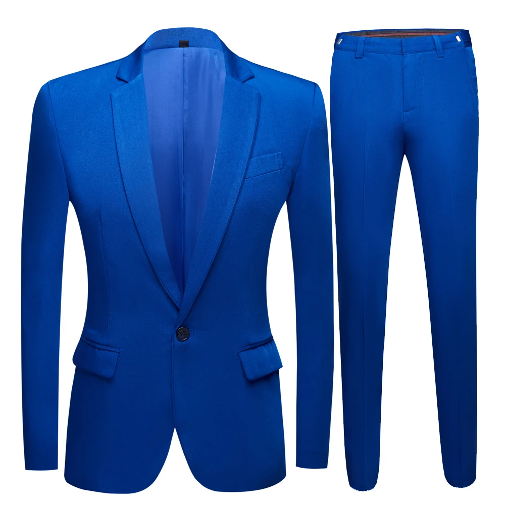 

Male Wedding Dress Royal Blue Men's suits Blazer Suits Evening Club suit 2 pieces (Jacket+Pants) Travel Banquet Host Suit
