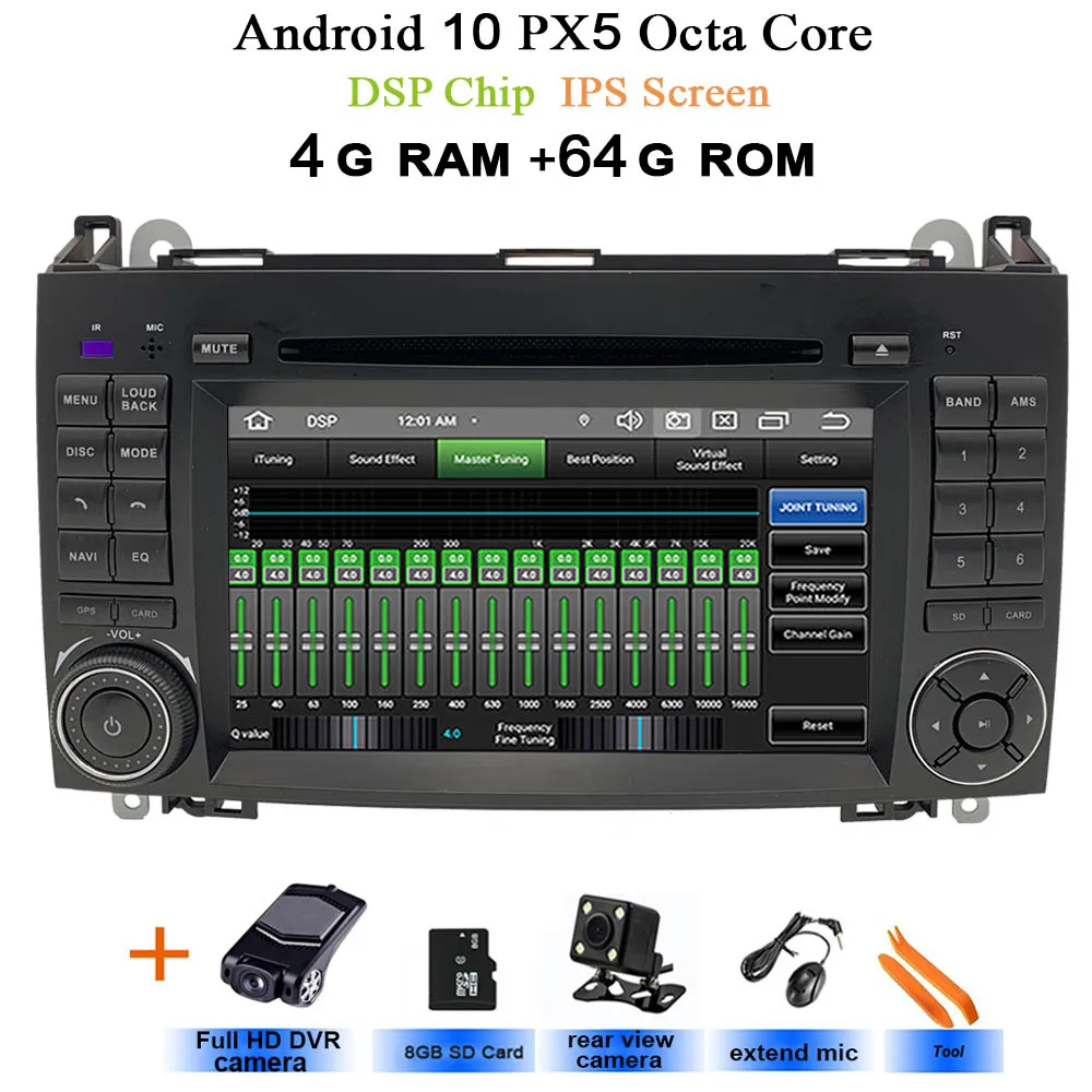 Android 10 2din Авто Радио DVD мультимедиа для Mercedes Benz B200 A B класс W169 W245 Viano Vito W639 Sprinter W906 wifi gps - Цвет: DSP-IPS 4G-Rear-DVR