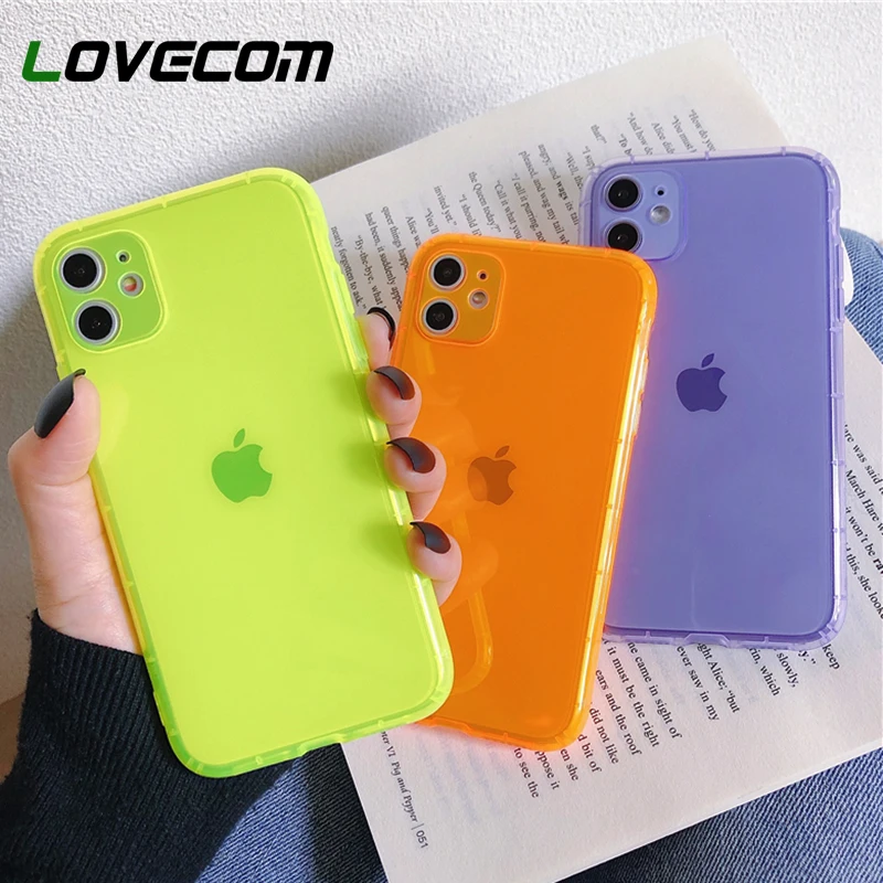 Флуоресцентный неоновый противоударный чехол для телефона iPhone 11 Pro Max XR X XS 7 8 Plus SE