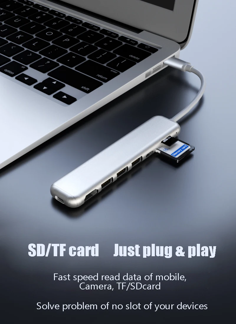 Тип-c usb концентратор HDMI адаптер док SD TF карта портовый концентратор для Macbookpro huawei Sumsung Xiaomi планшет OTG адаптер