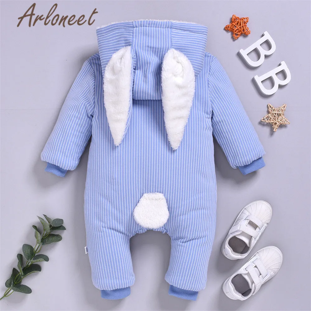 ARLONEET/пальто с героями мультфильмов; Комбинезон для маленьких мальчиков; зимний комбинезон на молнии с заячьими ушками для маленьких девочек; комбинезон; пальто с капюшоном; одежда; комбинезон; Bebe Menina