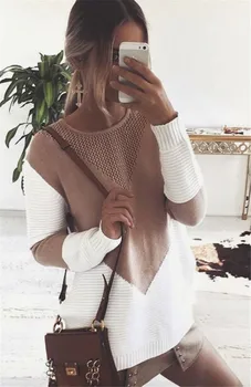 

Womens Long Sleeve V Neck Loose Knitted Sweater Ladies Casual Jumper Tops Sweater Long Sleeve Pullover Blouse Jumper Tops
