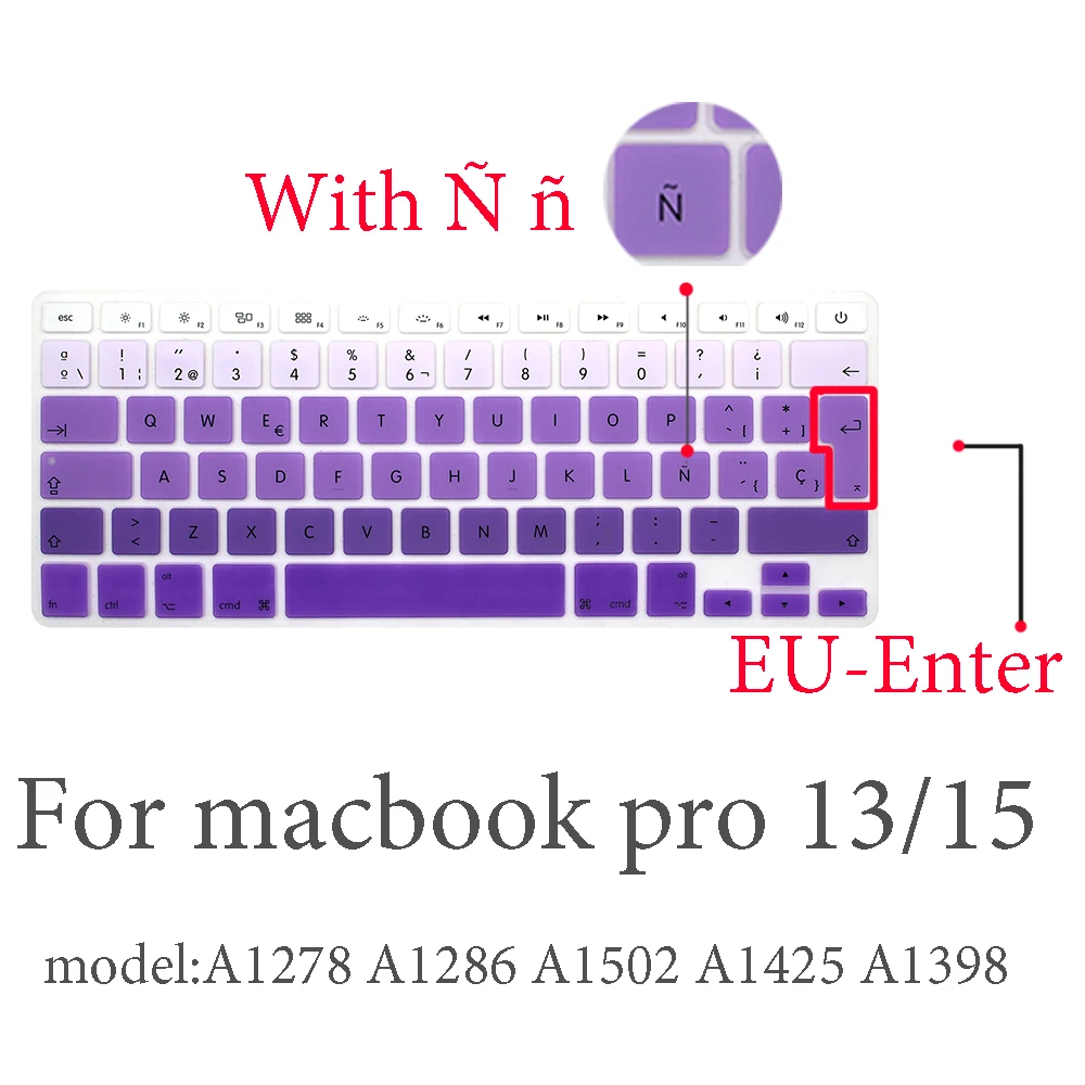 Испанская Защитная пленка для клавиатуры для Mac Book pro 13 A2159 pro13 retina air A1466 A1708A1989A1932 EU-key силиконовая крышка клавиатуры