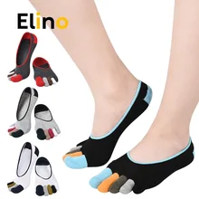 

Elino 4 Pairs Cotton Funny Five Toes Fingers Socks Men Short Ankle Socks Breathable Casual Sport Multicolor Invisible Boat Sock