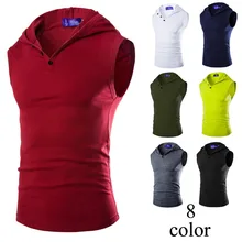 Стиль Цвет Для мужчин с капюшоном эластичность натуральный хлопок Slim Fit оказать жилет 1215bp10