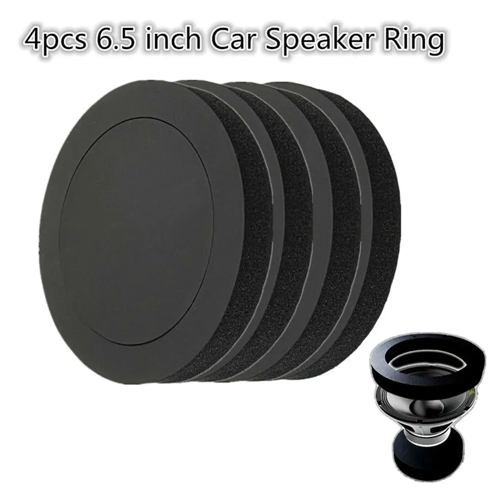 

4Pcs Car Door Speaker Bass Ring Foam Woofer Noise Sound Wave Sealed Rubber Foam Audio Speaker Soundproof Cotton Pad 6.5Inch