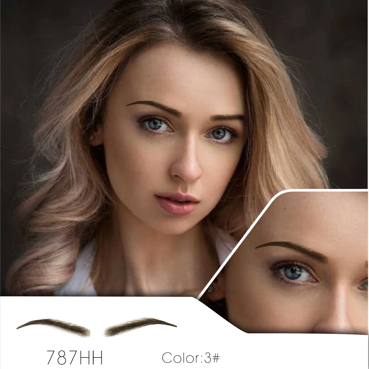

New Handmade Human Hair False Eyebrows Lace Base For Women For Party Wedding Cosplay Star Fake Eyebrow Synthetic Eyebrows