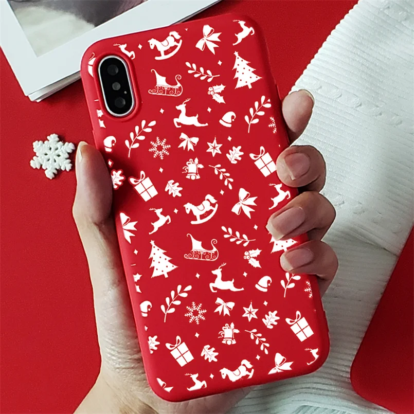 ktduobai Красный матовый Рождественский Мягкий ТПУ чехол s для iPhone 7 8 6 6S Plus 10 11 Pro XS Max X XR XS чехол для iPhone 7 Plus чехол для телефона - Цвет: ktduobai