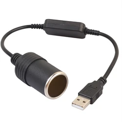 Adaptador convertidor con cable, controlador, puerto USB a 12V, enchufe para encendedor de cigarrillos de coche, cable de alimentación hembra