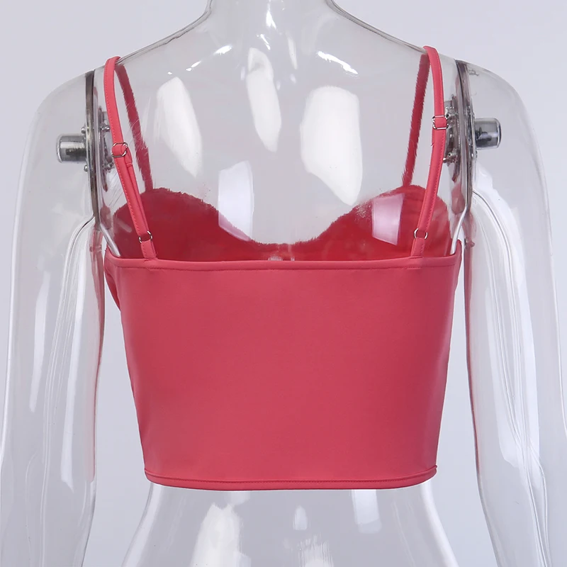 Evenworse бюстгальтеры для женщин Спагетти ремни сексуальный укороченный топы тонкий сплошной пупок раза жилет Мода уличный стиль Рождественская вечеринка