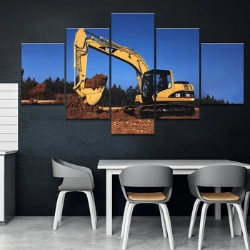

Home Decor Printed Modern Canvas Living Room Frame HD Pictures 5 Panel Canvas excavator Landscape Modular Painting Wall Poster