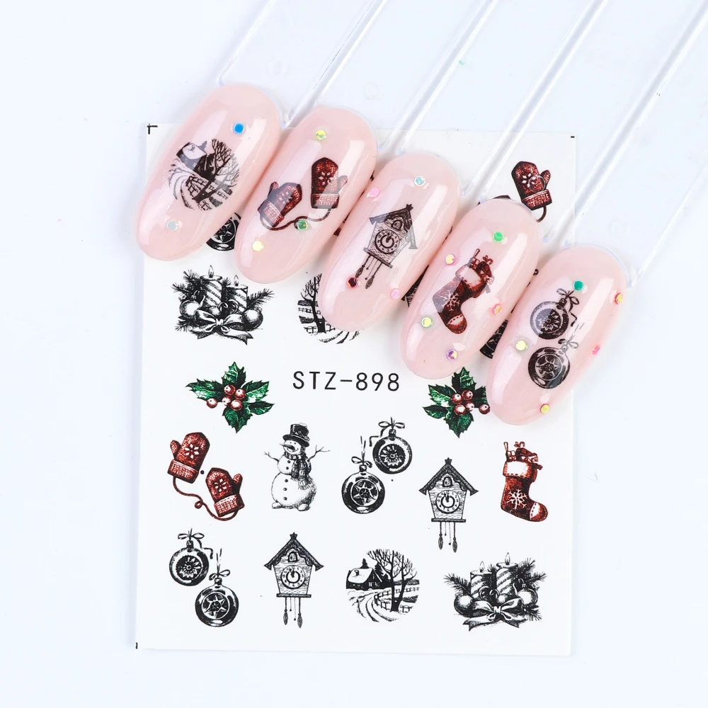 168/5000 1 Компл. Nail Art Наклейки Слайдеры Цветы Листья Рождественские Конструкции Украшения Девушка Лицо Абстрактная Живопись Геометрическая Лось Передача Наклейки Фольга Польский Маникюр SASTZ880-921