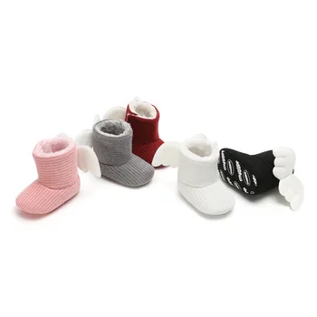 

Baby Boys Girls 0-12M Cotton Booties Infant Winter Prewalkers with wings soft bottom shoes choose sizes