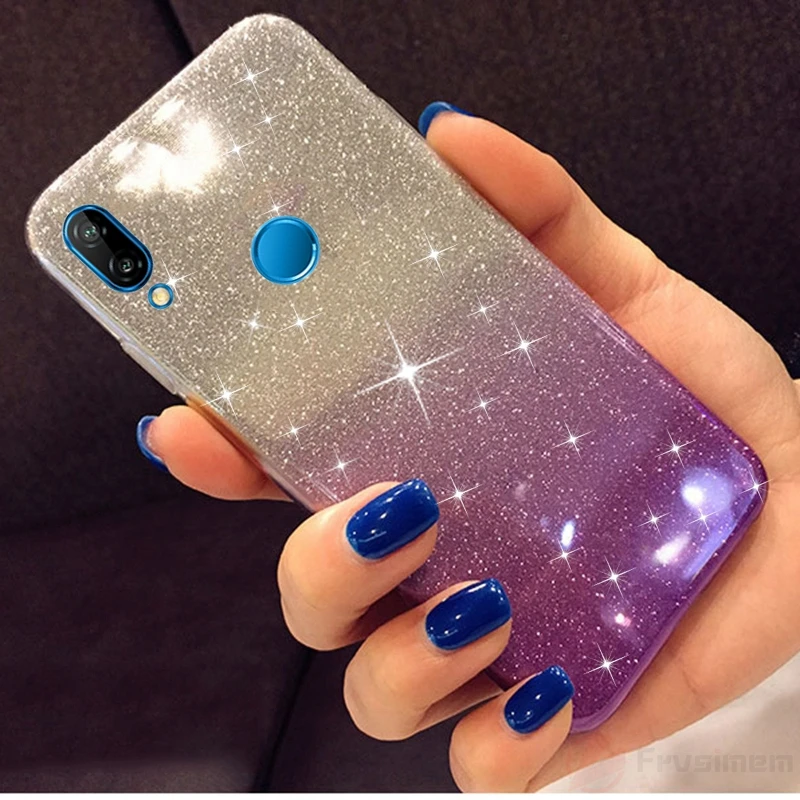 Purple Милые девушки блестящий чехол для телефона из мягкого силикона ТПУ с рисунком чехол для HUAWEI Nova 3 3i P20 Pro P10 P8 Lite Honor 6C 6X 6A 7A 7C 7X фотоаппаратов моментальной печати 7S 8 9 10 крышка - Цвет: Purple