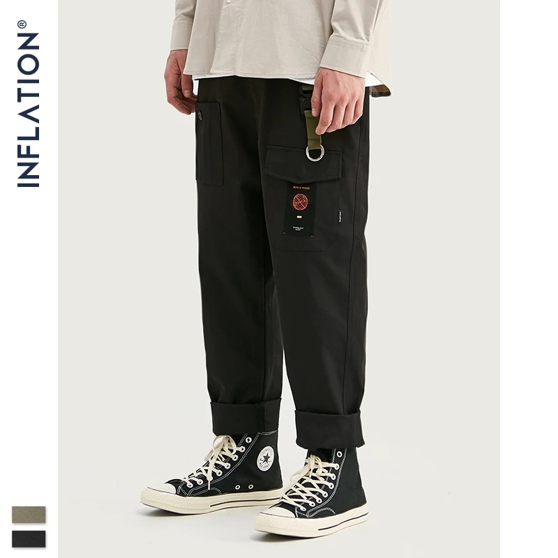 INFLATION Loose Straight Men Cargo Pants 2020 Autumn Streetwear Functional Pocket Men Pants Hip Hop Solid Men Casual Pant 93341W INFLATION Loose Straight Men Cargo Pants 2020 Autumn Streetwear Functional Pocket Men Pants Hip Hop Solid Men Casual Pant 93341W