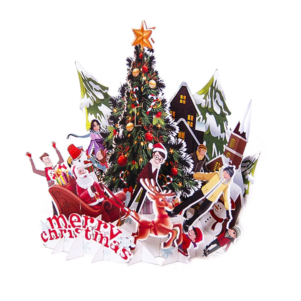  Christmas Party Postcard 3D Greeting Card Souvenirs Paper Blessing New Year Gifts Invitations Color - 4.00016E+12