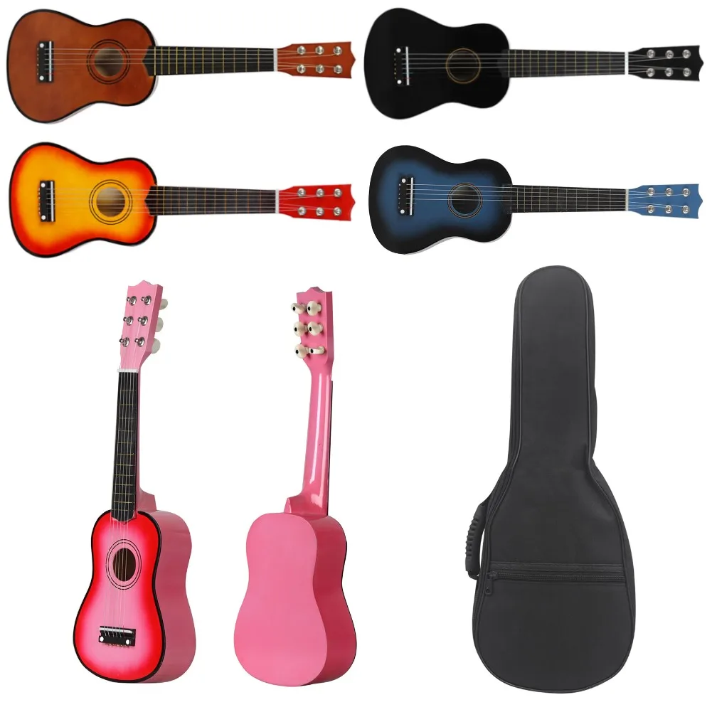 21 Inch Small Bass Acoustic Ukulele 6 Strings Hawaiian Guitar Musical Instruments Mini Guitar with Picks Gig Bag Tuner ukulele set ukulele strap
