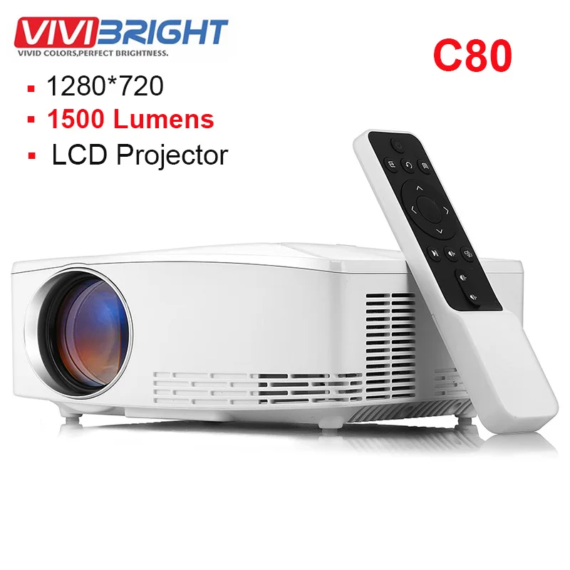 Originele Vivibright C80 Lcd Home Theater Projector 1500Lumen 1280*720P Met Speaker Ondersteuning 1080P Hdmi Vga usb Voor Laptop Kantoor Originele Vivibright C80 Lcd Home Theater Projector 1500Lumen 1280*720P Met Speaker Ondersteuning 1080P Hdmi Vga usb Voor Laptop Kantoor