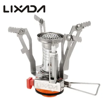 

Lixada Camping Gas Stove Super Lightweight hiking Portable Foldable Mini Pocket Outdoor Cooking Burners Folding 3000W
