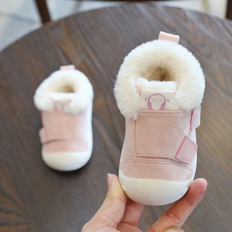 Toddler Baby Boys Girls Casual Shoes Soft Soled Snow Cotton Shoes Autumn Winter Oxford Velvet Crib Shoes