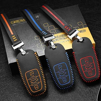 

Leather Car Key Cover Case For Audi Sline A3 A5 Q3 Q5 Q7 A6 C5 C6 A4 B6 B7 B8 TT 80 S6 2016 2017 Auto key Free shipping