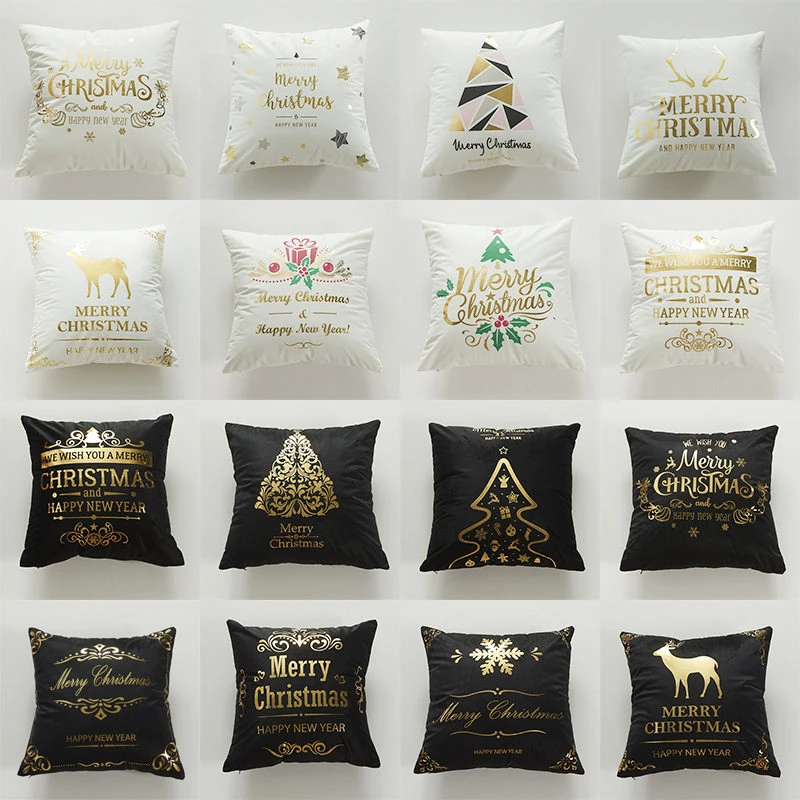 

Bronzing Cushion Cover Pillow Christmas Luxury Gold Decorative Pillowcase Cojines Decorativos Para Sofa Housse De Coussin 40526