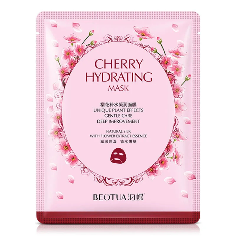 Cherry Blossoms Растительная Тканевая маска для лица глубокое увлажняющее масло отбеливающая маска антивозрастной обернутый уход за кожей лица инструмент - Цвет: Cherry Blossoms