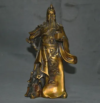 

wedding decoration Old Chinese Bronze Seal Stamp Signet Dragon Guan Gong Guan Yu Warrior God Statue