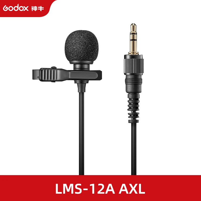 Godox LMS-12A AX AXL Omnidirectional Lavalier Microphone Compantible with Wireless Microphone Systems and Devices with 3.5mm TRS 