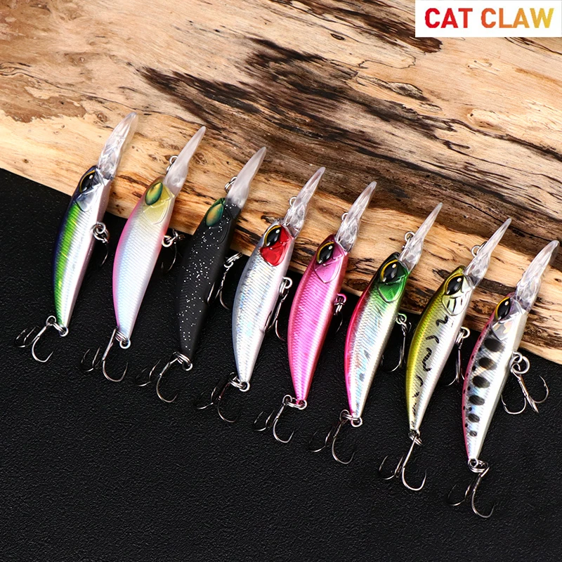 CatClaw Minnow fishing Lure Treble Hooks Slim Surface upper water Floating 70MM Sea Fishing Lure Artificial Hard Bait 504M