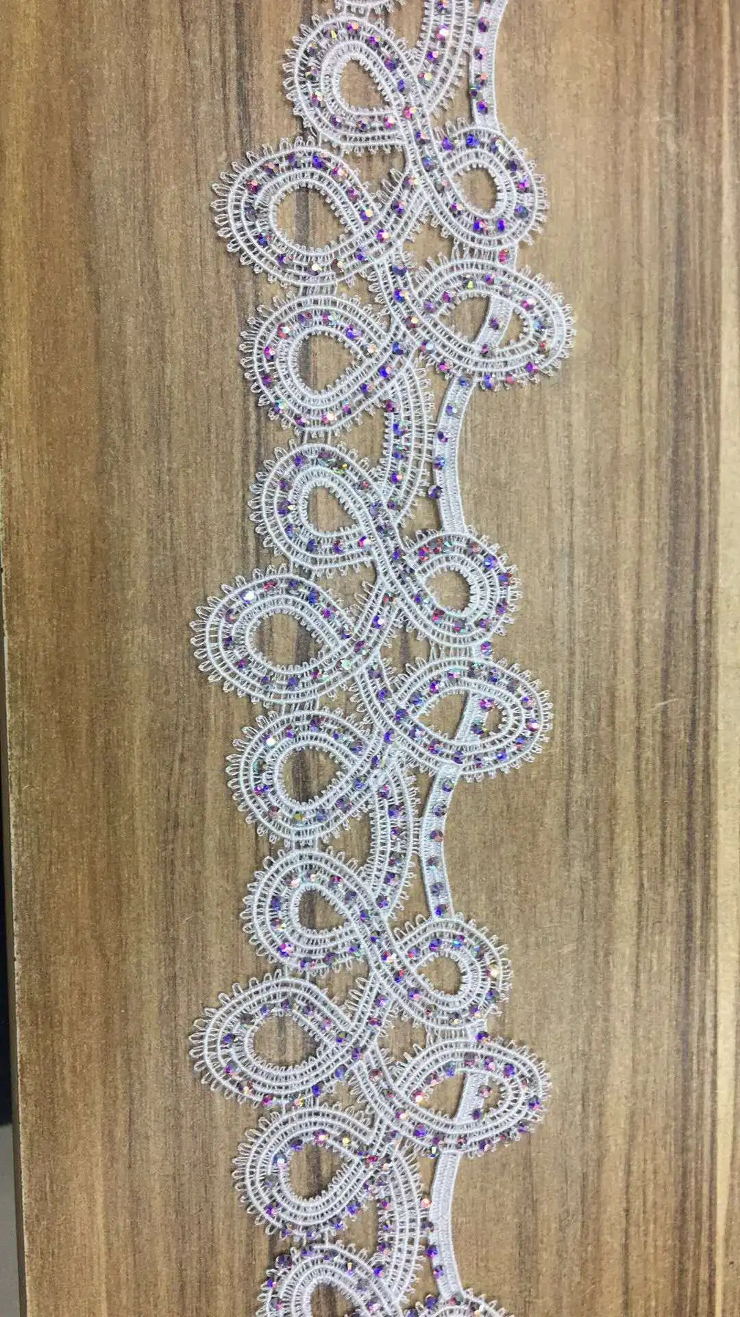 2.7'' Wide high quality  Luxry  Venice Applique / Venise chemical rhinestone Lace trim DIY crafted Fabric sewing wedding dress