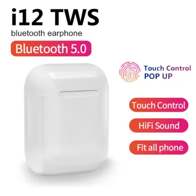 I12 TWS Bluetooth 5,0 Беспроводные наушники с сенсорным управлением для наушников, стерео спортивные наушники для iPhone X XS 8 7 6 5 S plus Max