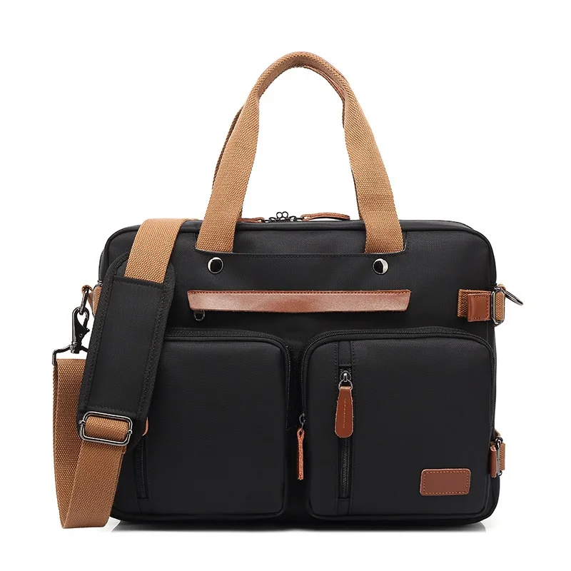 Nylon black Большой трансформируемый портфель, мужская деловая сумка, сумка-мессенджер, повседневная сумка для ноутбука, многофункциональные дорожные сумки, мужские сумки mochila - Цвет: Nylon black
