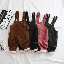 Детские комбинезоны для малышей; сезон осень-зима; утепленные бархатные комбинезоны для девочек; высококачественные вельветовые детские штаны для мальчиков; новое поступление