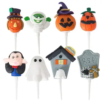 

8Pcs Halloween Cake Topper Party Clay Topper Pumpkin Topper (Assorted Color)