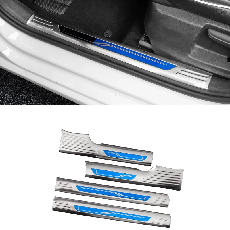 Lsrtw2017 порог порога автомобиля из нержавеющей стали для Skoda Octavia a7 аксессуары для интерьера - Название цвета: inside silver blue